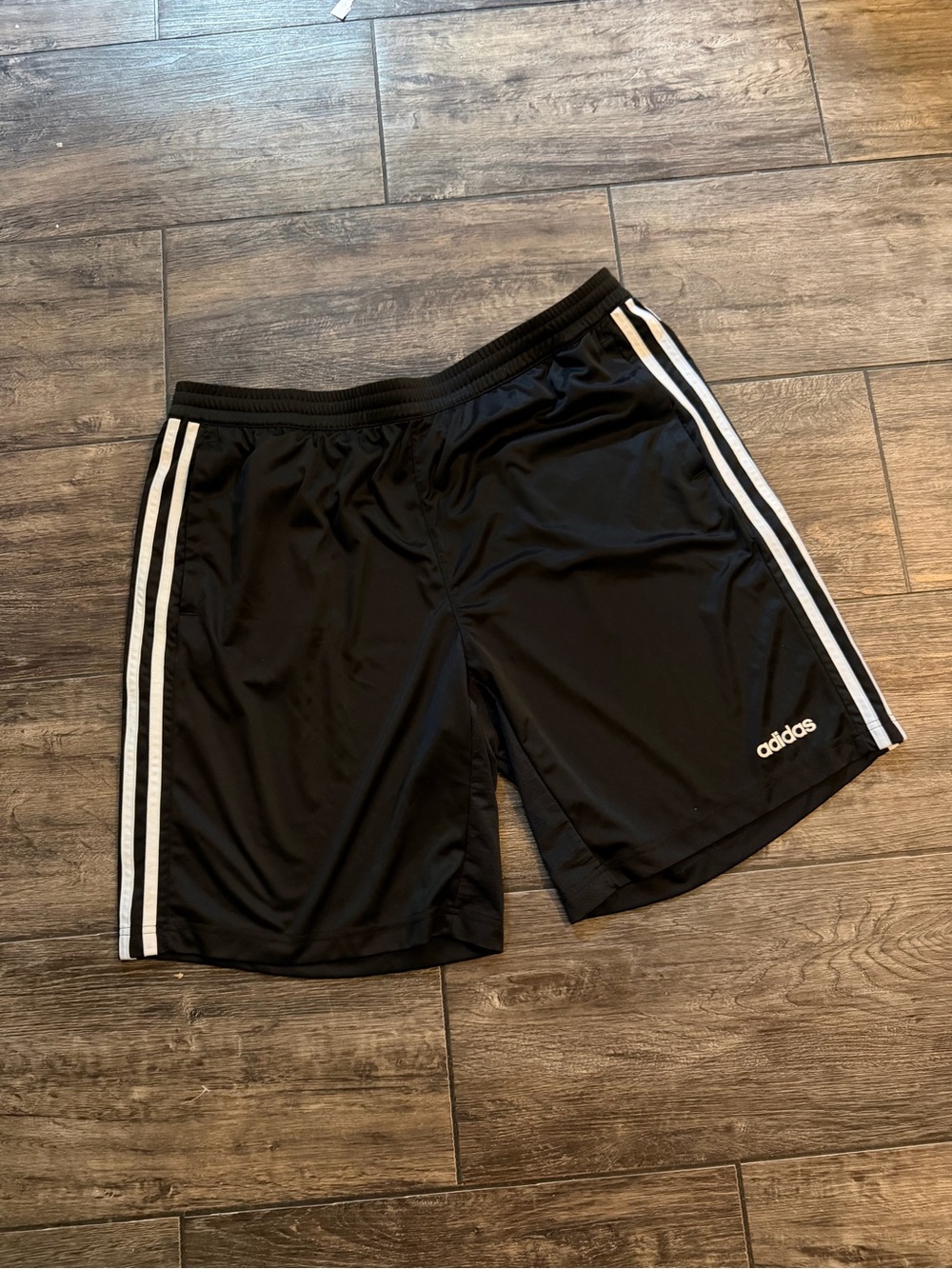 Adidas ClimaCool Gym Shorts Black Striped Performance W/ Pockets Mens 2XL 9"